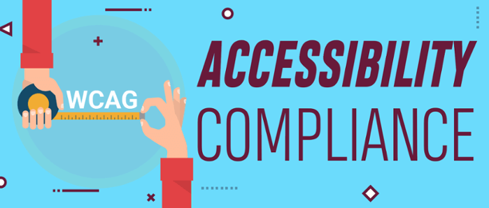 Illustration of measuring wcag with measuring tape and the words accessibility compliance