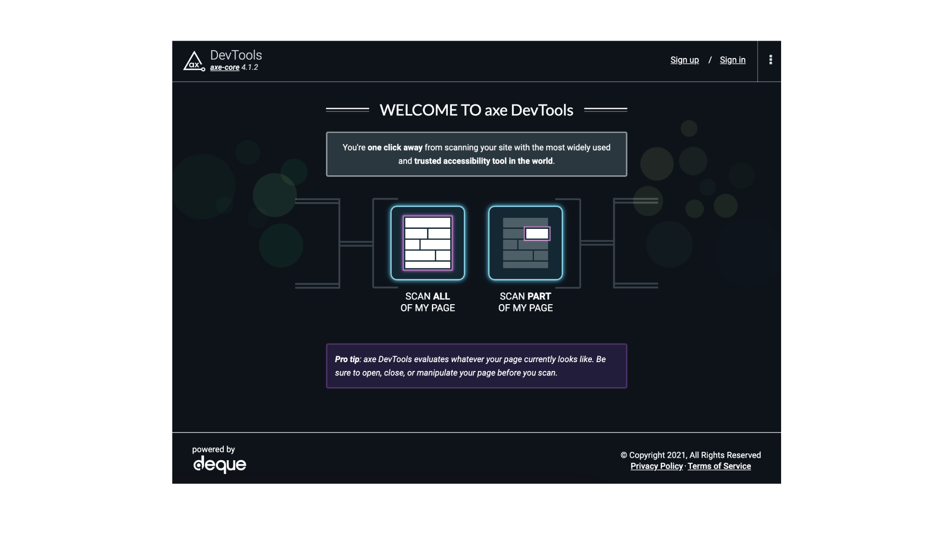 Configuring the axe DevTools Extension