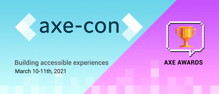 axe-con logo banner with axe awards and pixel trophy