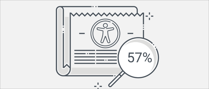 Illustration of a magnifying glass revealing the stat 57% from a report