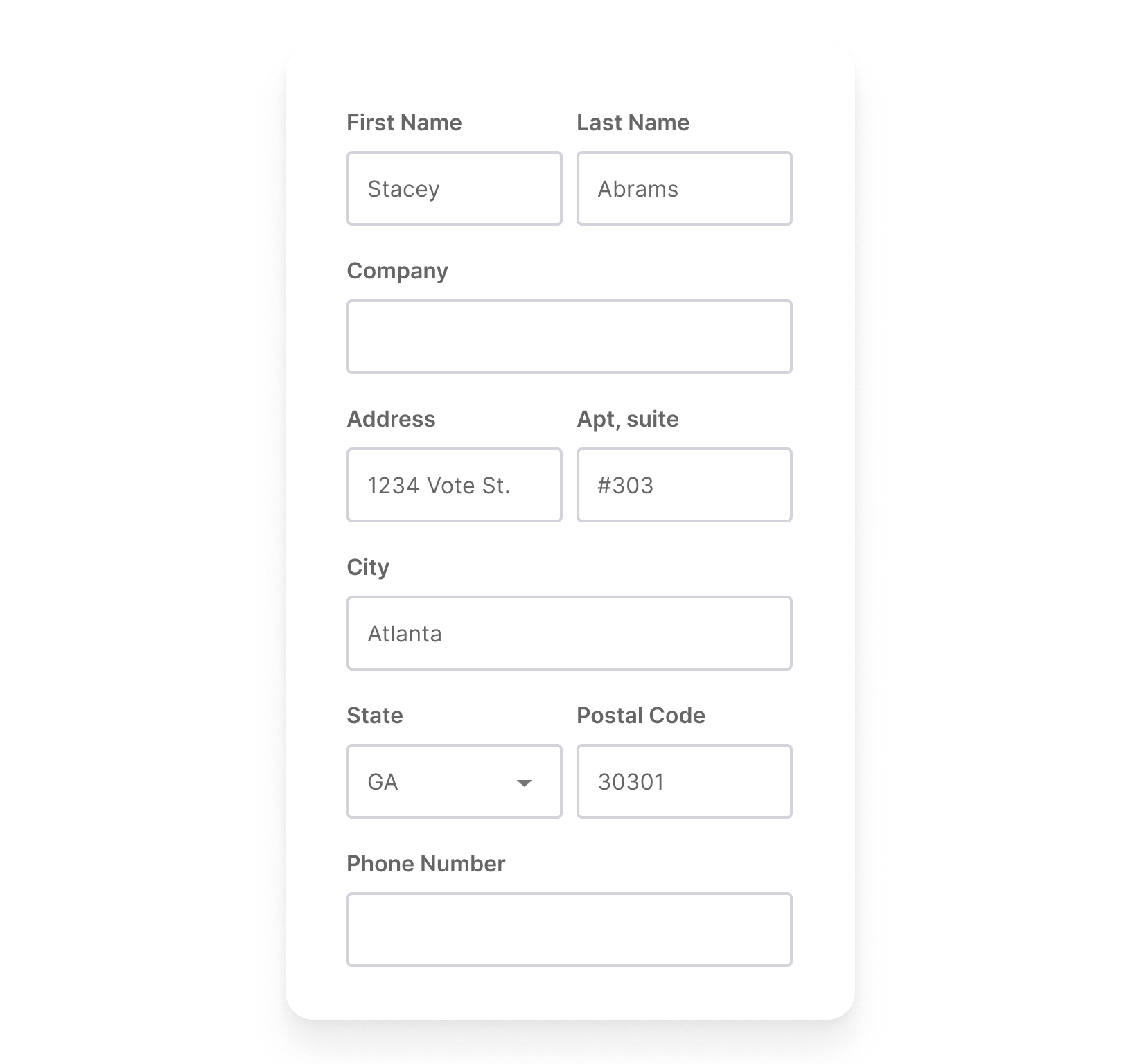 The dropdown selector molecule now placed in an organism where it is now set to allow a user to select state for a location profile.