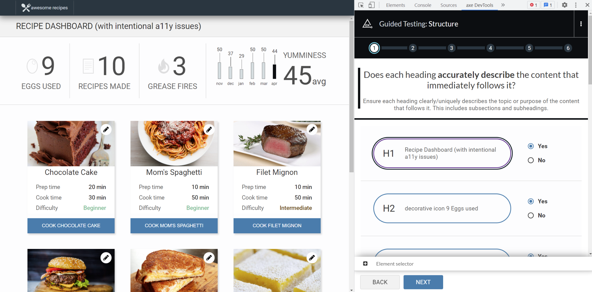 Screenshot of Structure IGT: Does each heading accurately describe the content that immediately follows it?