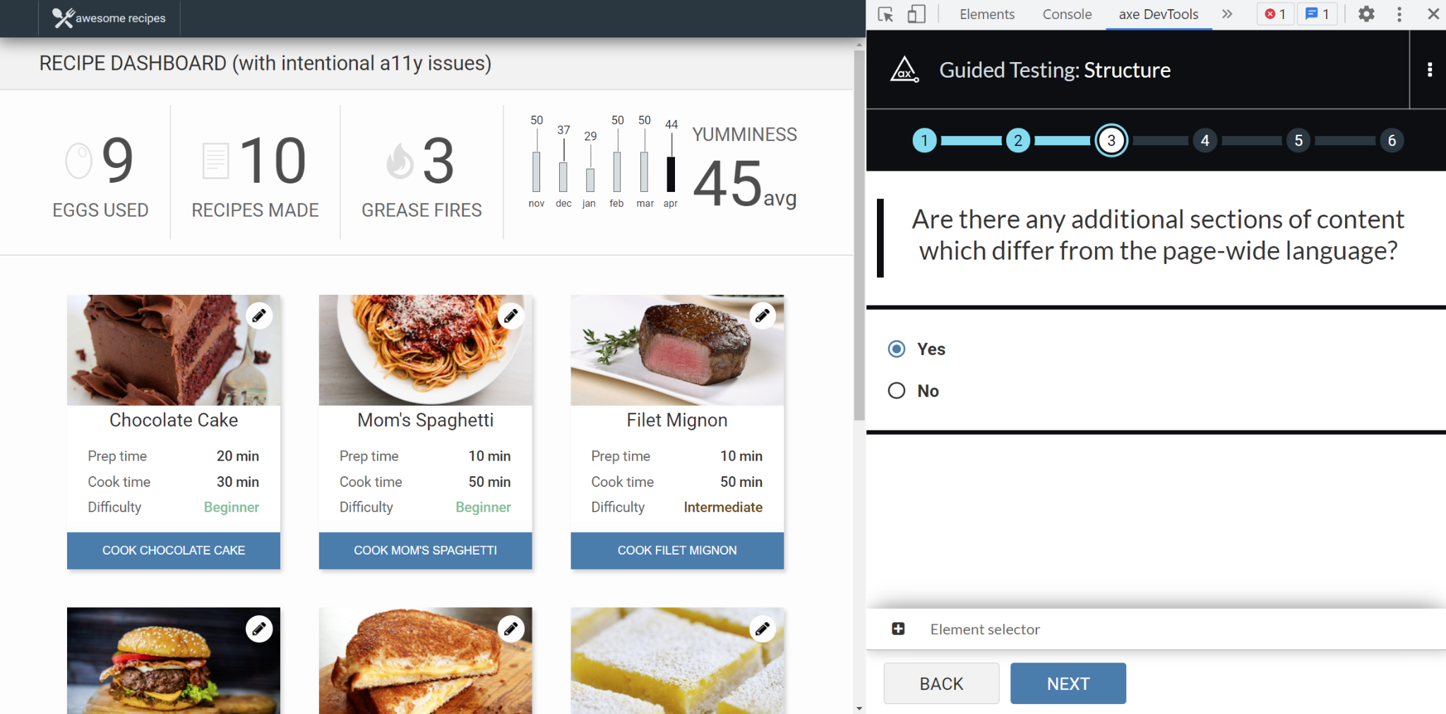 Screenshot of Structure IGT: Are there any additional sections of content which differ from the page-wide language?