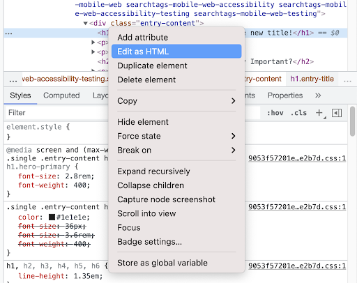 Configuring the axe DevTools Extension