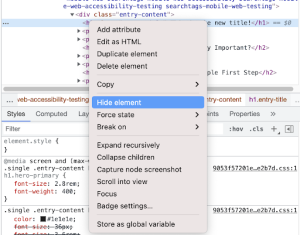 Configuring the axe DevTools Extension