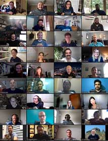 Screenshot of many Deque employees smiling in a Zoom together