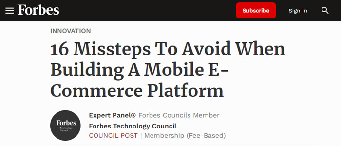 Screenshot of the Forbes article headline