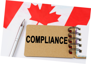 Canada flag with Compliance text