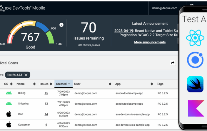 axeDevTools next gen mobile blog announcement logos
