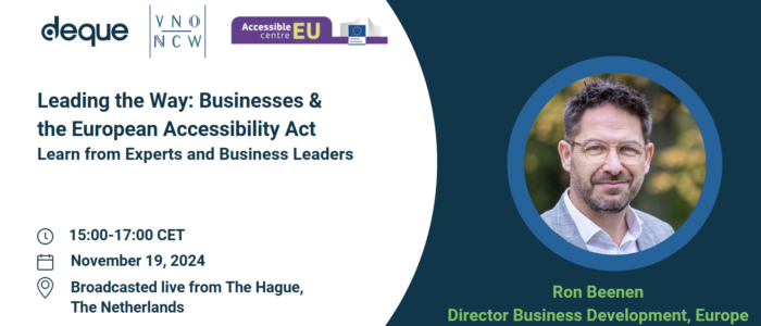 Leading the way: Business and the European Accessibility Act - November 19th live from The Hague, the Netherlands