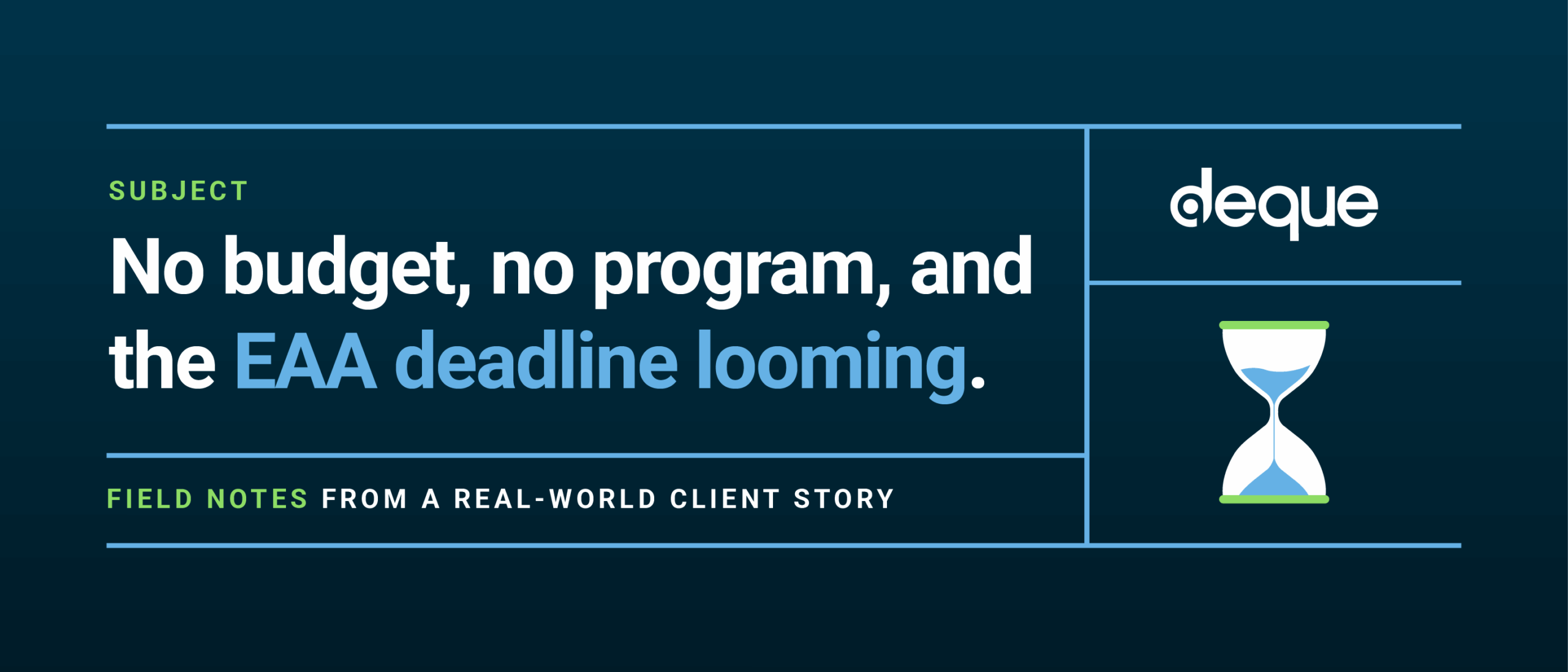 No budget, no program, and the EAA deadline looming.