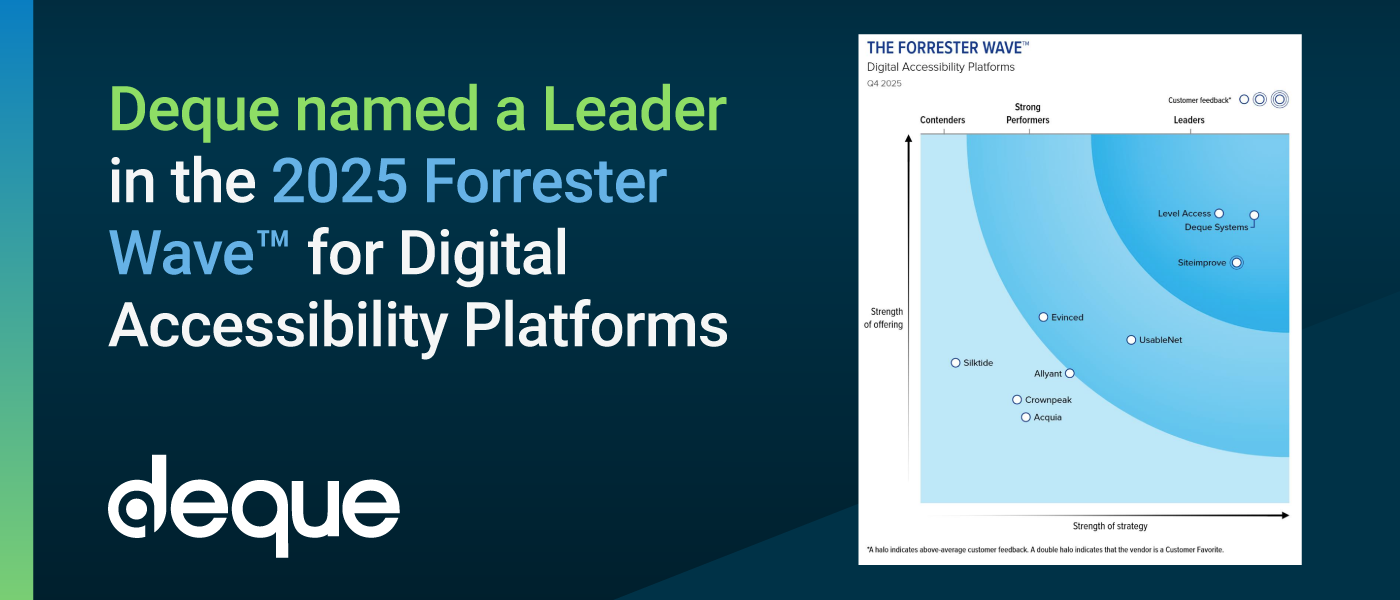 Deque named a leader in The Forrester Wave™: Digital Accessibility Platforms